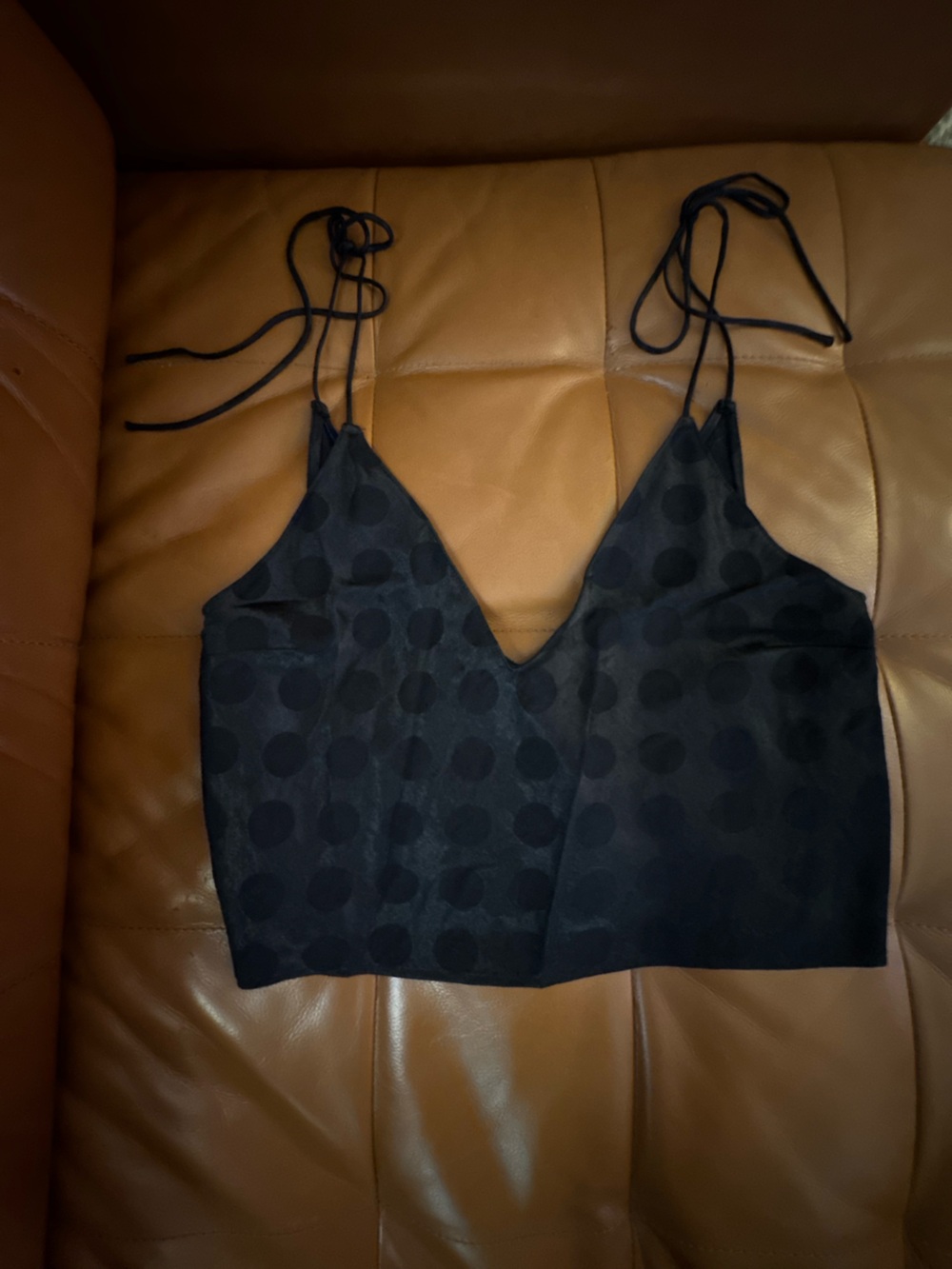 Victoria's Secret PINK Black Polka Dot Satin Cami Crop